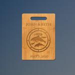 Custom engraved bamboo marine life cutting board with engraved marine life design and personalized text. 100+ marine life designs to choose from.