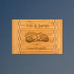 Custom engraved bamboo motorcycle cutting board with engraved motorcycle design personalized text. 40+ motorcycle designs to choose from.