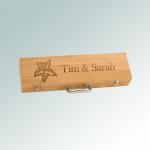 Personalized nautical BBQ tools gift set with engraved text and the nautical design of your choice.