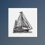 Personalized ceramic sailboat trivet with an engraved sailboat design and custom text. 50+ sailboat designs to choose from.