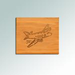 Personalized bamboo airplane coaster set with engraved text and choice of airplane design. 85+ airplane designs to choose from.