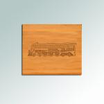 Custom engraved bamboo train coaster set with your choice of train design and personalized text. 85+ train designs to choose from.