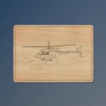 Personalized maple drip ring helicopter cutting board with a helicopter design and custom engraved text. 50+ helicopter designs to choose from.