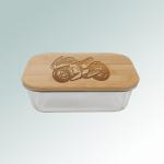 Personalized motorcycle glass and bamboo medical design food storage container. 40+ motorcycle designs to choose from.