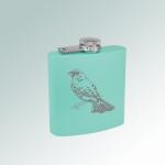 Custom engraved colored stainless steel 6 oz bird flask with engraved the bird design of your choice. 100+ bird design to choose from.