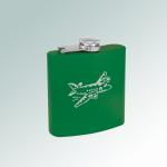 Custom engraved colored stainless steel 6 oz airplane flask with engraved the airplane design of your choice. 85+ airplane designs to choose from.