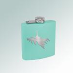 Custom colored stainless steel 6 oz military flask with engraved the military aircraft design of your choice. 55+ military aircraft designs to choose from.
