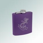 Custom engraved colored stainless steel 6 oz nautical flask with engraved the nautical design of your choice. 100+ nautical designs to choose from.