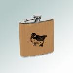 Custom engraved leatherette covered stainless steel 6 oz bird flask with engraved Bird design of your choice. 100+ bird design to choose from.