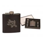 Stainless steel flask gift set with you choice of marine life design and personalized text. Marine Flask Set