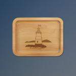 Alder wood lighthouse tray with your choice of lighthouse design and personalized text. 85+ lighthouse designs to choose from.