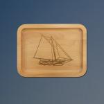 Alder wood sailboat tray with your choice of sailboat design and personalized text. 50+ sailboat designs to choose from.