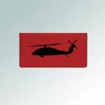 Personalized leatherette helicopter checkbook with custom engraved helicopter design and text. 50+ helicopter designs to choose from.