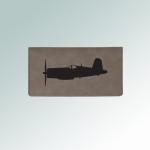 Personalized leatherette checkbook with custom engraved military aircraft design and text. 55+ military aircraft designs to choose from.