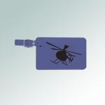 Custom engraved leatherette helicopter luggage tag with the helicopter design of you choice. 50+ helicopter designs to choose from.
