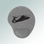 Personalized leatherette helicopter mouse pad with custom engraved helicopter design and text. 50+ helicopter designs to choose from.