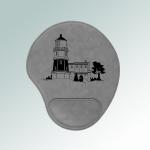 Personalized leatherette lighthouse mouse pad with custom engraved lighthouse design and text. 85+ lighthouse designs to choose from.