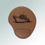 Personalized leatherette bird mouse pad with custom engraved boat design and text. 50+ boat designs to choose from.