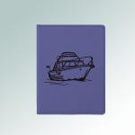 Personalized leatherette boat passport cover with custom engraved boat design and text. 50+ boat designs to choose from.