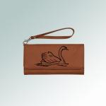 Custom engraved bird design leatherette wallet with a removable wrist strap. 100+ bird design to choose from.