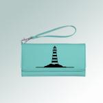 Personalized leatherette lighthouse wallet with a removable wrist strap. Comes with your choice of nautical design. 85+ lighthouse designs to choose from.