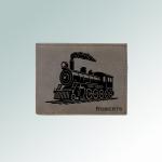 Personalized leatherette train wallet with custom engraved train design and text. 85+ train designs to choose from.