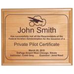 Custom Engraved Pilot Certificate Alder Wood Plaque