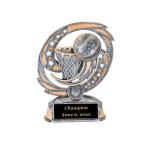 Custom engraved basketball hurricane award trophy with your choice of personalized text. This basketball trophy comes in 2 sizes.
