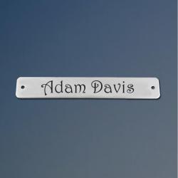 Personalized nickel silver horse halter nameplate.