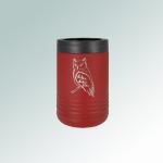 Personalized stainless steel insulated bird beverage holder with custom engraved text and bird design. 100+ bird design to choose from.