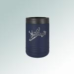 Custom engraved stainless steel insulated airplane beverage holder with personalized text and airplane design. 85+ airplane designs to choose from.