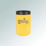 Custom engraved stainless steel insulated motorcycle beverage holder with personalized text and motorcycle design. 40+ motorcycle designs to choose from.