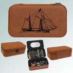 Leatherette sailboat jewelry box with your choice of sailboat design and personalized engraved text. 50+ sailboat designs to choose from.