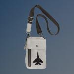 Personalized crossbody pilot bag with your choice of Military Aircraft design and custom engraved text.