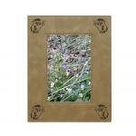 Custom engraved leatherette picture frame with bird design and personalized text. Bird Frame