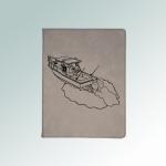 Engraved leatherette boat portfolio with your choice of boat design and custom engraved text. 50+ boat designs to choose from.
