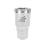 Personalized vacuum insulated 30 oz tumbler with your choice of motorcycle design and custom engraved text.