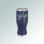 Engraved airplane airplane beer tumbler with your choice of airplane design and personalized text. 85+ airplane designs to choose from.