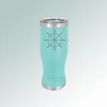 Engraved nautical beer glass with your choice of nautical design and personalized text. 100+ nautical designs to choose from.