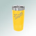 Personalized vacuum insulated  20 oz tumbler with your choice of airplane design and custom engraved text. Airplane Tumbler