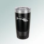 Personalized vacuum insulated tumbler with your choice of helicopter design and custom engraved text.