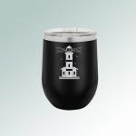Laser engraved wine glass tumbler with your choice of nautical design and engraved text.