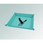 Personalized leatherette folding bird valet tray with your choice of engraved text and bird design. 100+ bird design to choose from.