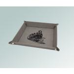 Personalized leatherette folding train valet tray with your choice of engraved text and train design. 85+ train designs to choose from.