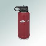Personalized stainless steel pilot water bottle with your choice of helicopter design and custom engraved text.