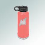 Custom engraved stainless steel water bottle with your choice of marine life design and personalized text. Marine Water Bottle