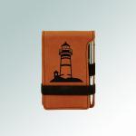 Personalized leatherette min lighthouse notepad & pen with a lighthouse design and custom engraved text. 85+ Lighthouse designs to choose from.