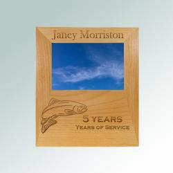 Personalized alder wood picture frame plaque with your choice of marine life design and custom engraved text. 100+ marine life designs to choose from.