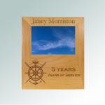 Custom engraved alder wood picture frame plaque with your choice of nautical design and personalized text. 100+ nautical designs to choose from.