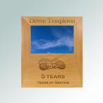 Custom engraved alder wood picture frame plaque with your choice of motorcycle design and personalized text. 40+ motorcycle designs to choose from.